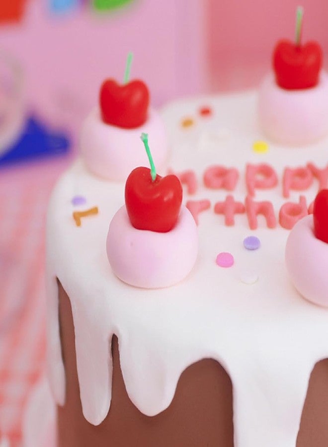 Aprildecember 5 Pcs Cherry Shaped Birthday Candles, Cute Fruit Shaped Candles, Cherry Cake Decorations Cake Cupcake Topper for Birthday Party Wedding Supplies - Image 2